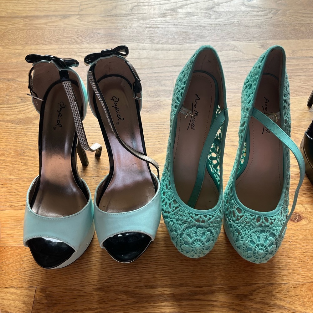 Women’s turquoise heels, $50 each